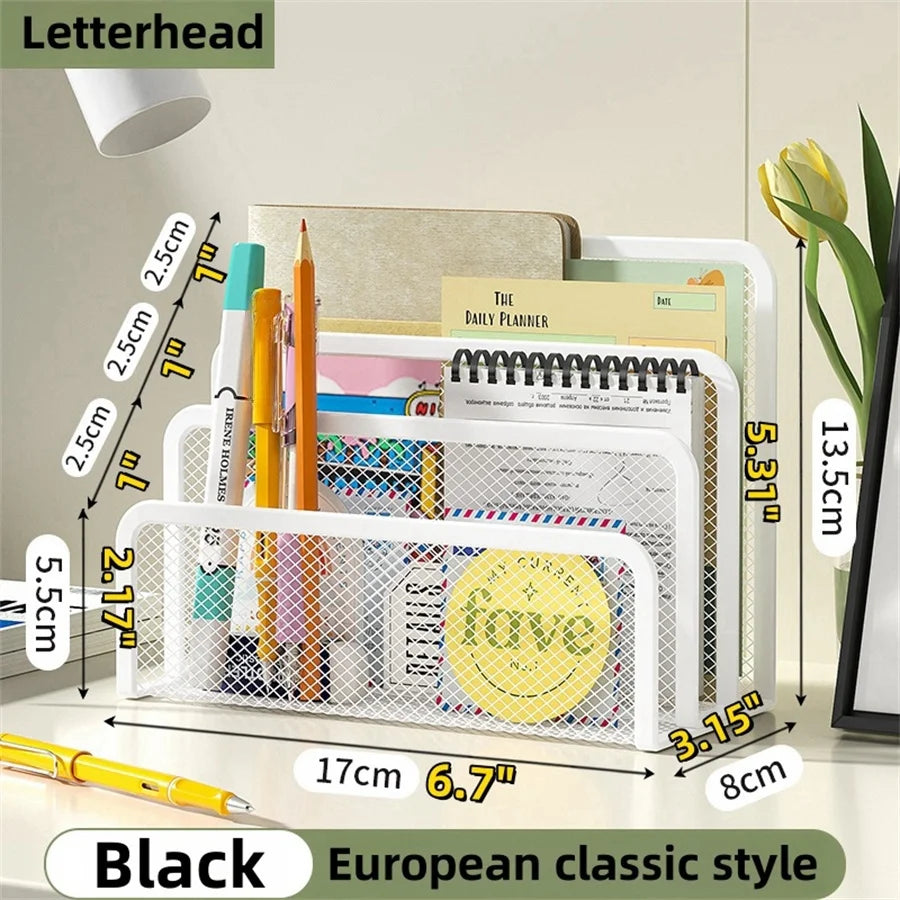 Desk Mail Organizer - Metal Mesh Letter Rack and File Holder for Documents, Folders and Paper, Home Office, Everstock