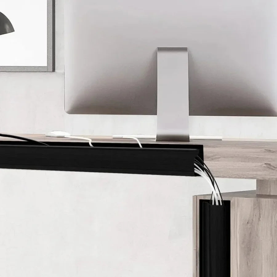 J-Channel Cable Raceway - Self-Adhesive PVC Under-Desk Cord Organizer for Desks and TV Walls, Everstock