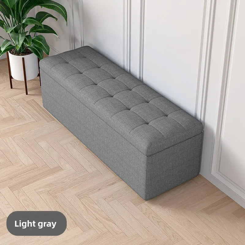 Storage Ottoman Bench with Lid - Linen Upholstered Seat in 80 to 120cm Lengths for Bedroom and Hallway, Everstock