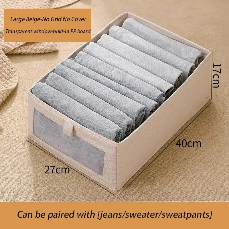 Portable Fabric Storage Boxes - Foldable Pants & Clothes Organizer for Bedroom Wardrobe Drawers, Everstock