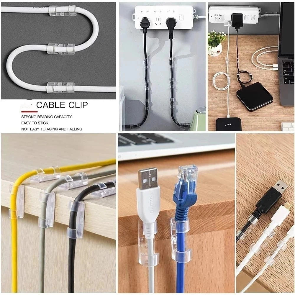 Self-Adhesive Cable Clips - ABS Cord Holders in 20-Piece and 16-Piece Sets for Desk, Home and Car, Everstock