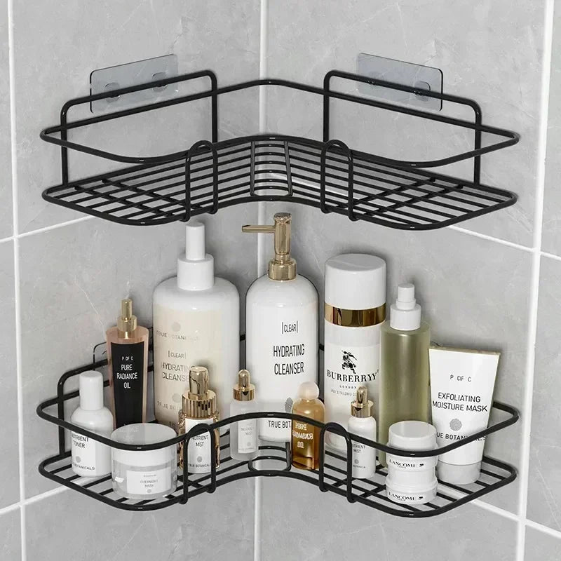 Wall-Mounted Corner Storage Shelf - Iron Shampoo Holder & Shower Drain Basket, Everstock