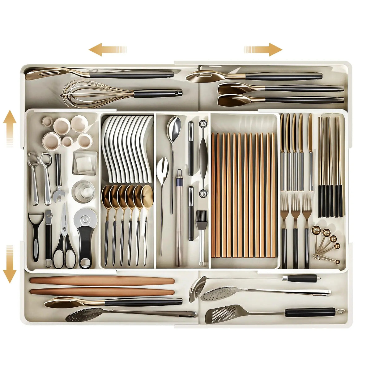 Expandable Cutlery Tray - Adjustable Kitchen Drawer Organizer for Spoons, Forks & Knives, 10.5-20.9 in, Everstock