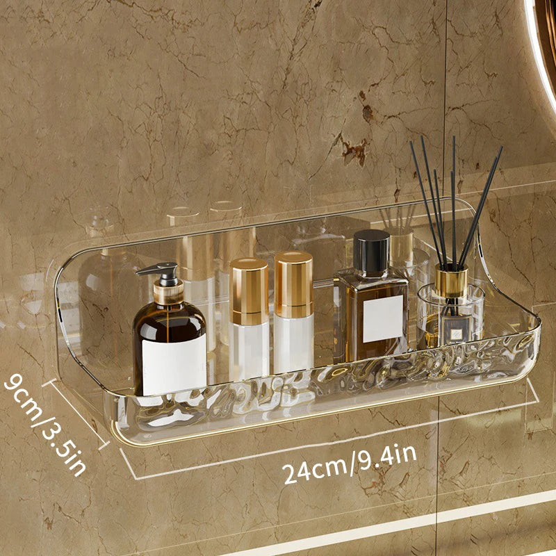 Acrylic No-Drill Shower Shelf - Wall Mounted Cosmetics Storage Rack for Washstand, Everstock