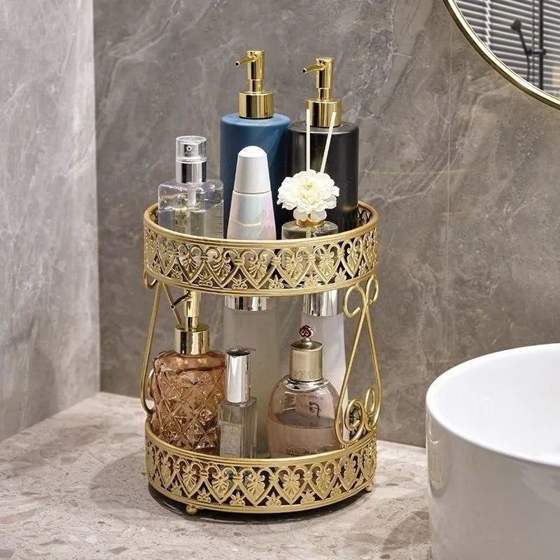 Countertop Storage Rack - Iron Organizer with Glass Accents for Toiletries & Cosmetics, Everstock