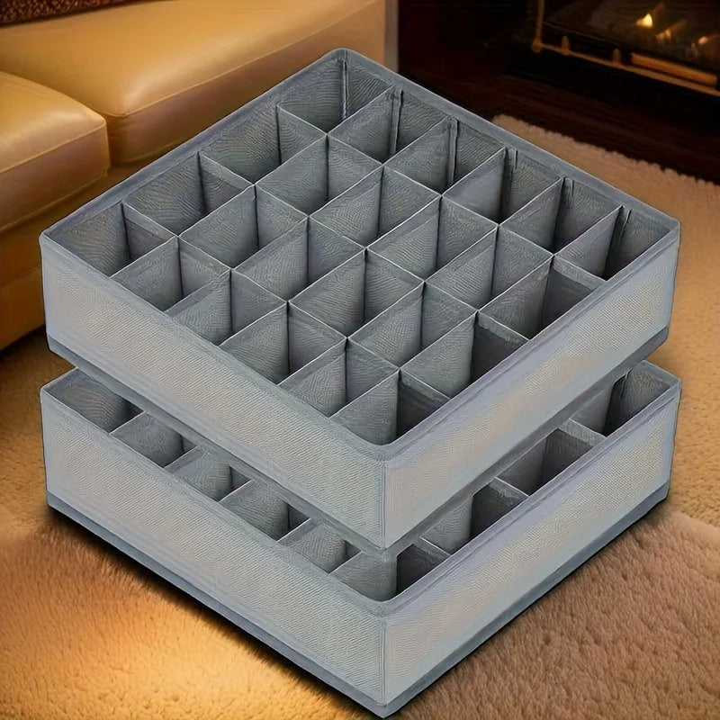 24-Grid Fabric Storage Organizer Box - Foldable Sock & Underwear Divider for Closet Drawers, Everstock