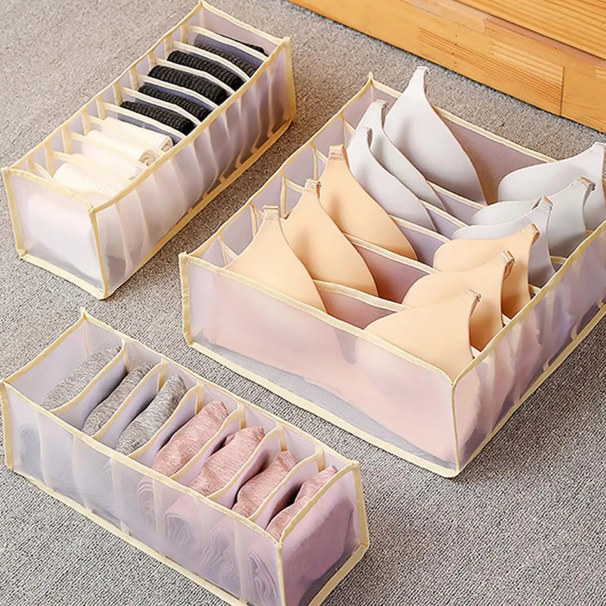 Closet Sock & Underwear Organizer - 7/9/11 Grid Foldable Drawer Storage Box for Jeans & Bras, Everstock