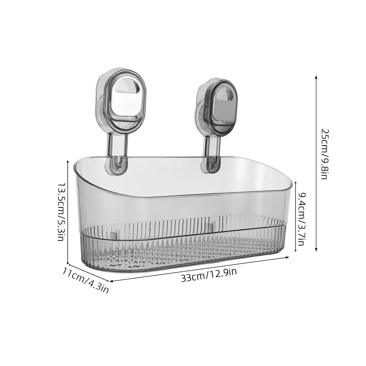 Suction Cup Shower Shelf - No-Drill Large Capacity Hanging Organizer for Shampoo & Body Wash, Everstock