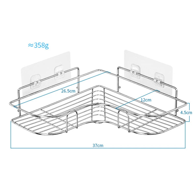 Stainless Steel Triangular Corner Shelf - Durable Shampoo & Soap Storage Rack for Bathroom, Everstock