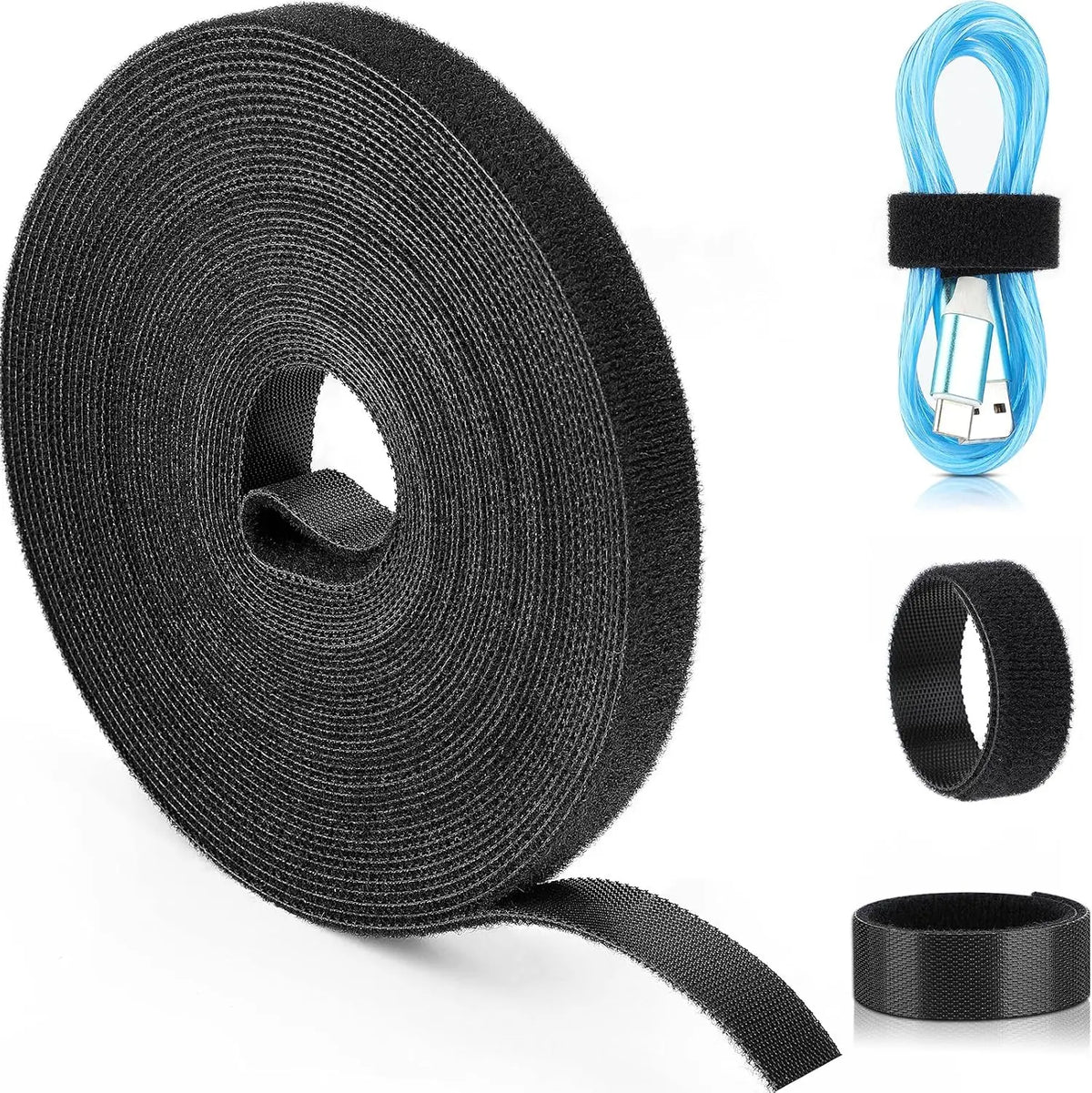 Reusable Cable Ties - Tearable Roll Cord Organizer Straps for Chargers, Desk Leads and Travel, Everstock