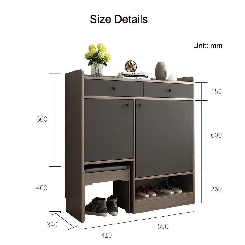 Wooden Shoe Rack Cabinet - Multi-Shelf Storage for Living Room & Entryway Organization, Everstock
