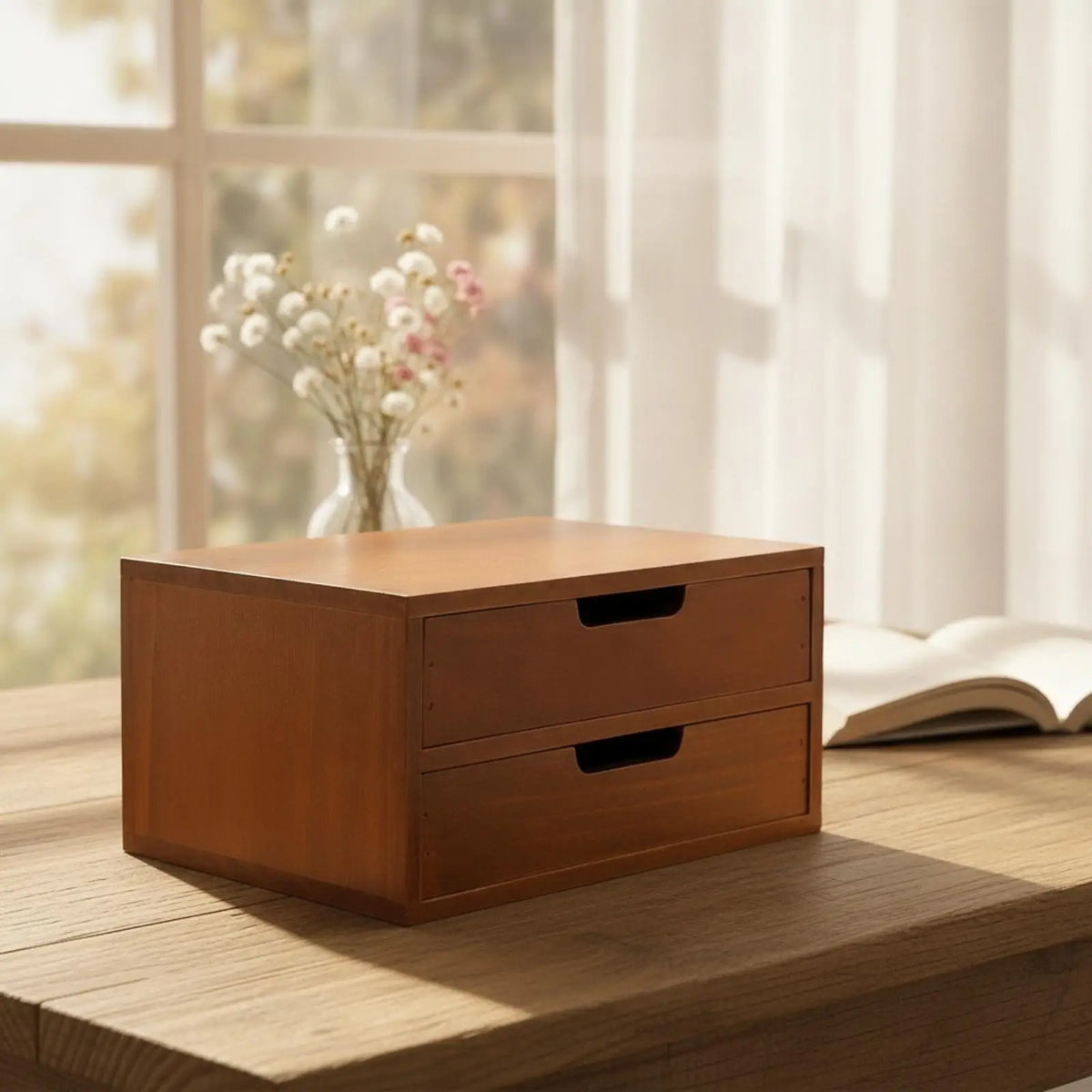 Desk Organizer with Drawers - Solid Wood Tabletop Storage Cabinet for Vanity, Office & Stationery, Everstock