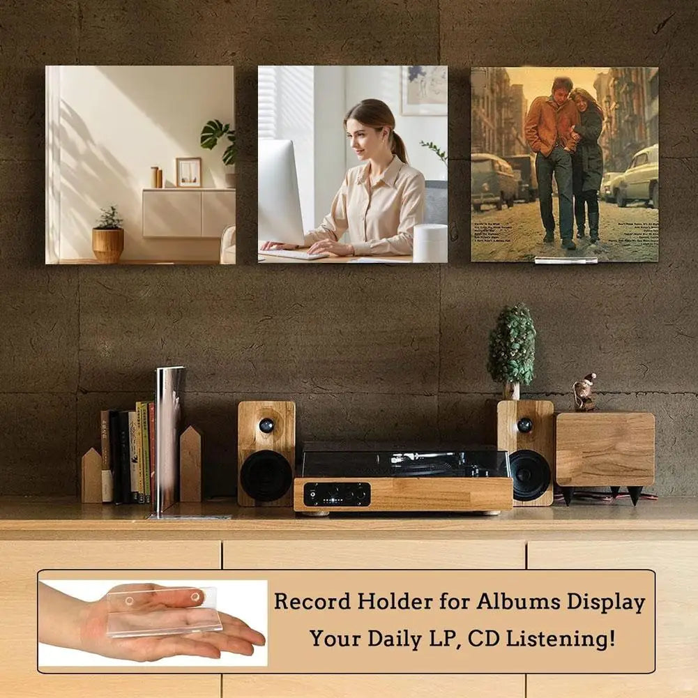 Acrylic Record Display Stand - Clear 4 Inch Wall-Mounted Ledge for Small Albums, CDs and Art Cards, Everstock