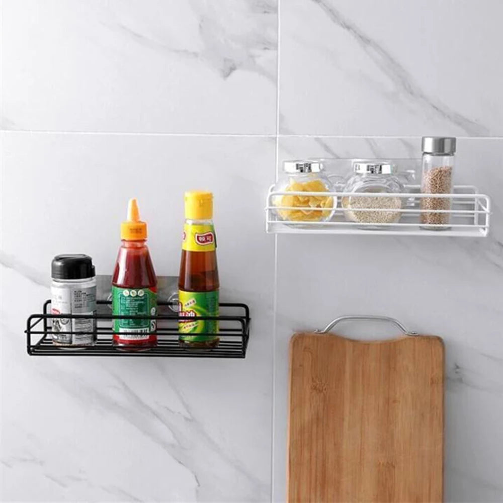 Black Iron Corner Shower Caddy - Punch-Free Mounted Storage Rack for Bathroom & Kitchen, Everstock