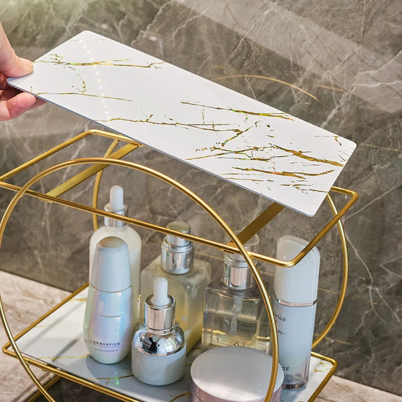 Countertop Cosmetics Storage Stand - Double-Layer Iron Rack for Skincare & Lipstick Display, Everstock