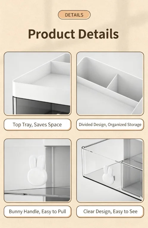 Small Desk Organizer with Drawer - Plastic Desktop Storage Box for Business Cards, Pens and Phone, Everstock