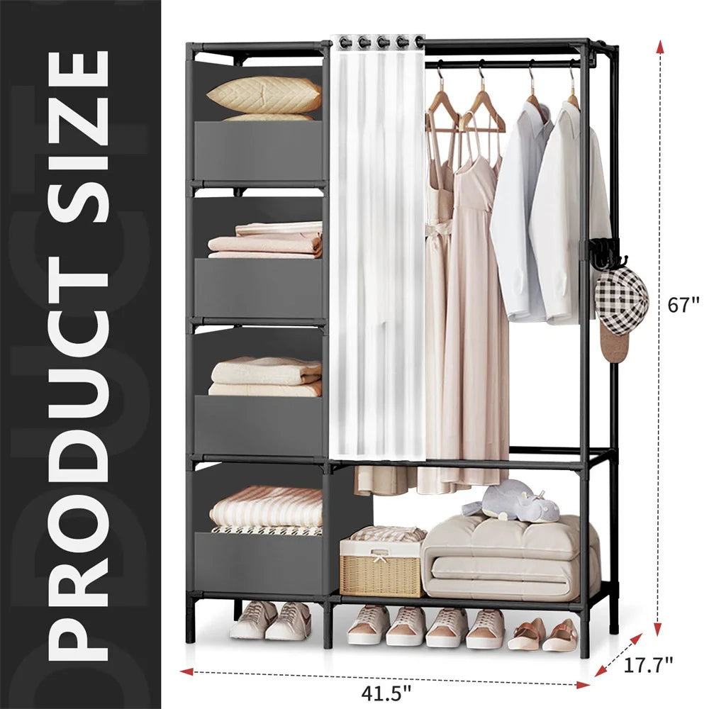 Closet Clothes Rail - Heavy Duty 19mm Steel Garment Rack with 160cm Hanging Area for Wardrobe Storage, Everstock