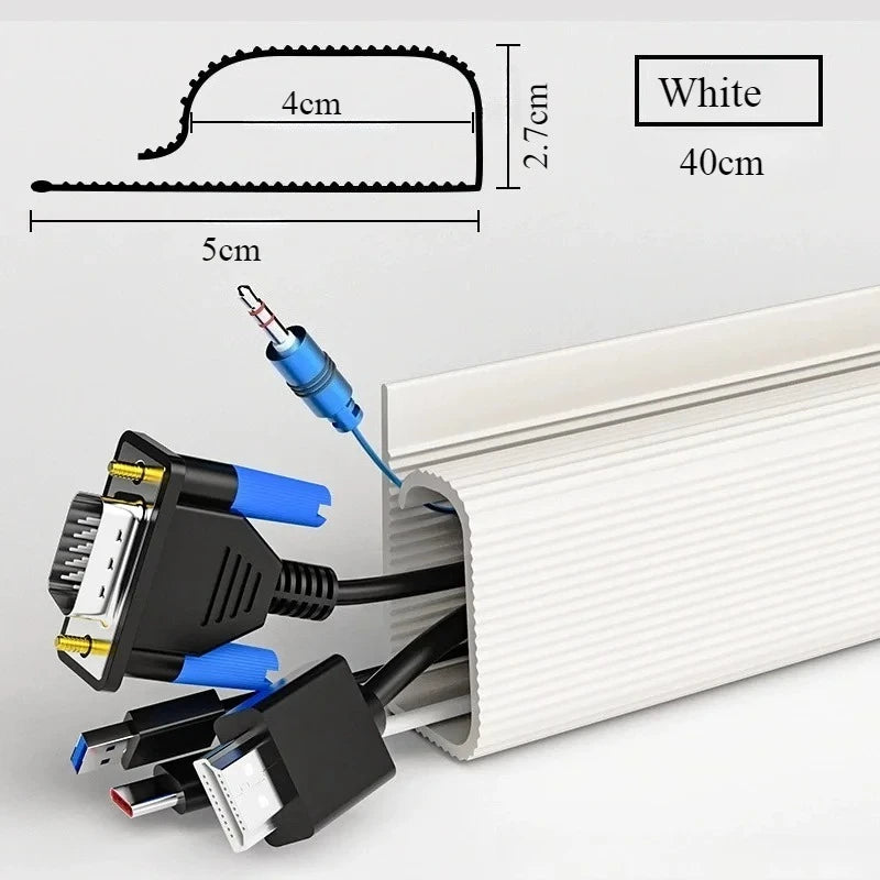 Desk Cable Tray - PVC Under-Desk Cord Raceway Channel with Adhesive Fixing, No Drilling, for Home Office, Everstock
