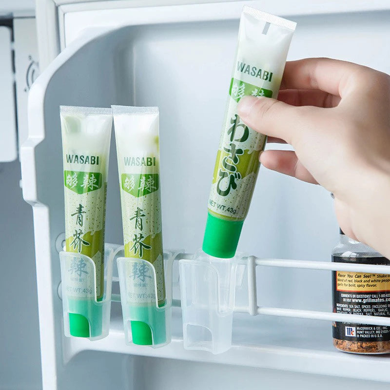 Fridge Door Storage Rack - Clip-On Clear Organizer Shelf for Sauce Packets & Small Items, No Tools, Everstock