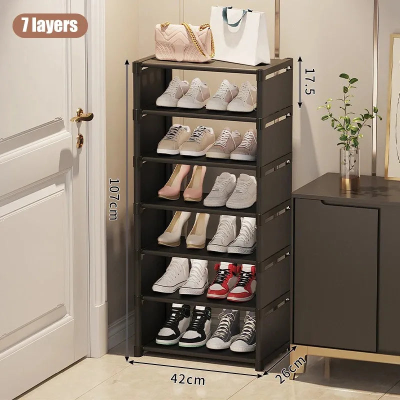 Stackable Shoe Rack Organizer - Non-Woven Fabric Shoe Storage with Steel Frame for Closet and Under-Bed, Everstock