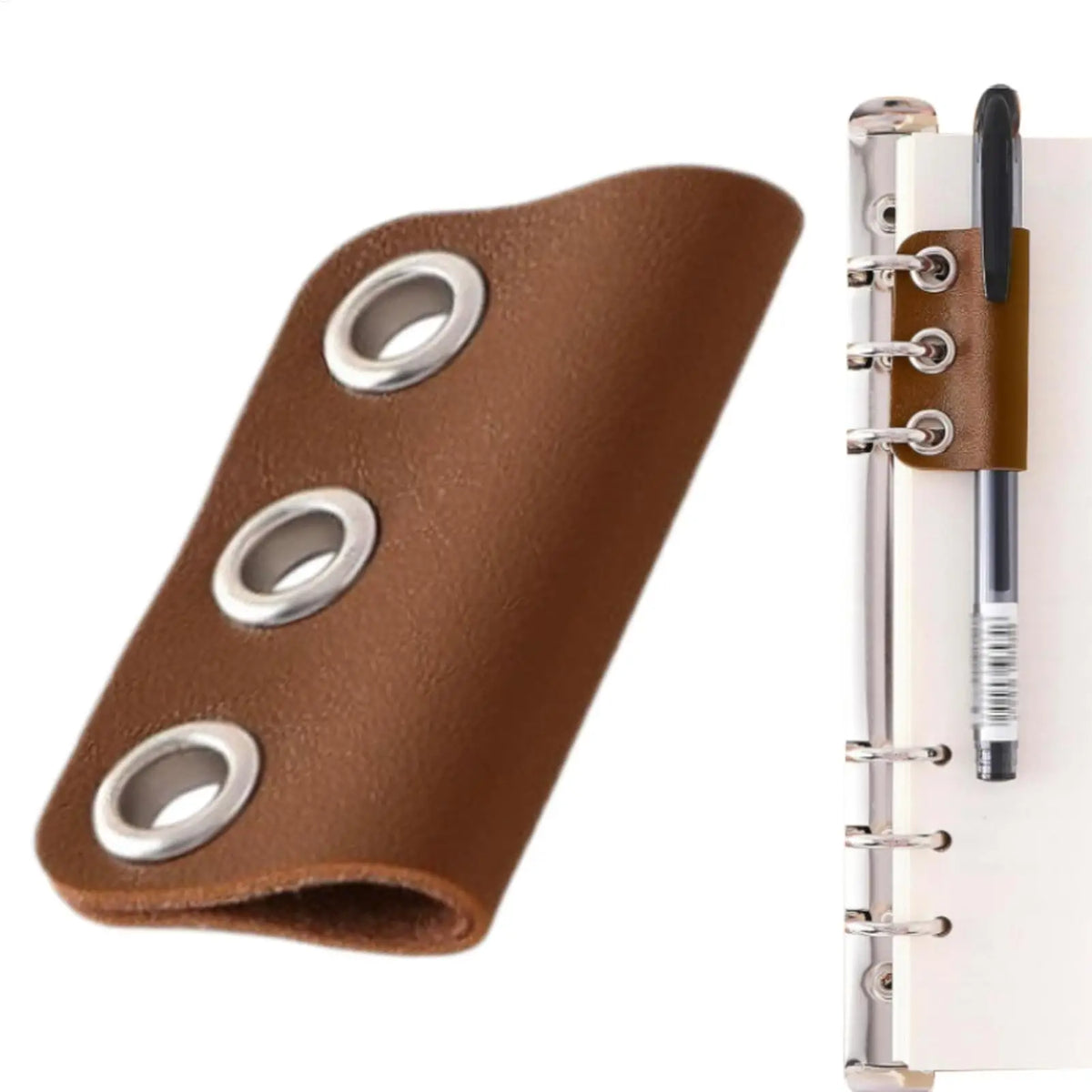 Pen Holder Clip - PU Leather and Metal Pen Loop for Journals, Notebooks and Loose-Leaf Planners, Everstock