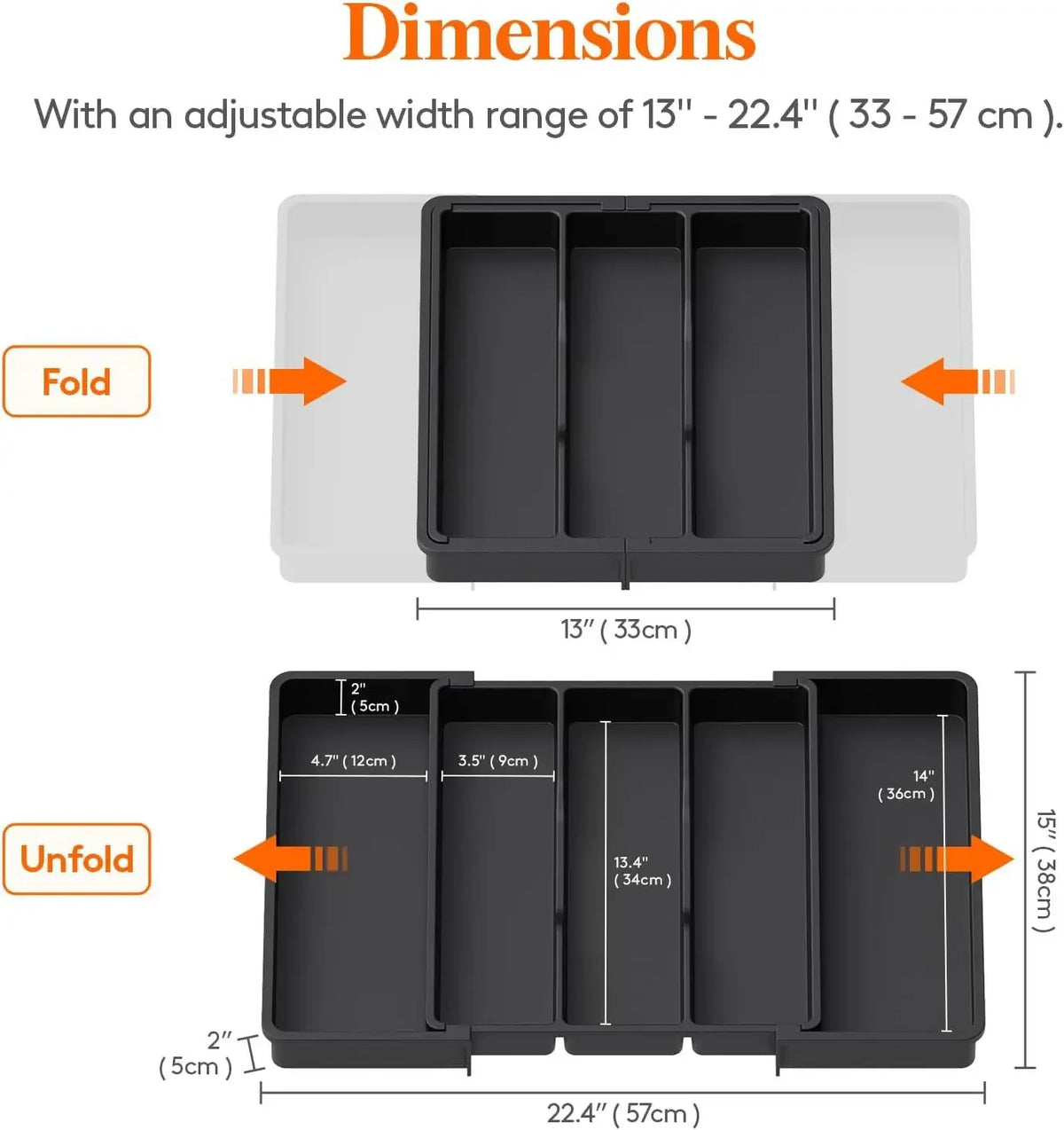 Expandable Cutlery Drawer Organizer - Adjustable Utensil Tray for Spoons, Forks & Knives, Kitchen Drawer, Everstock