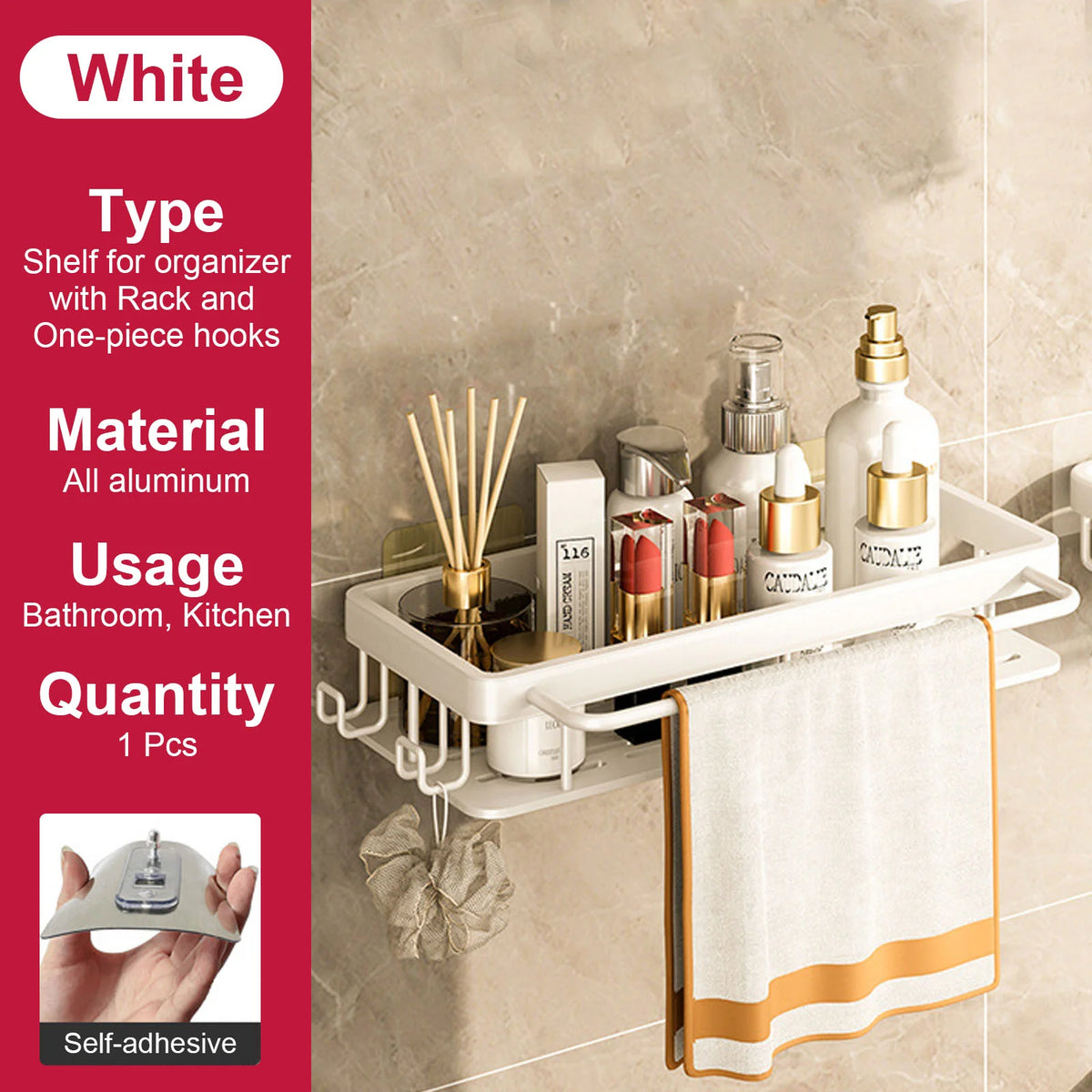 Stainless Steel Shower Rack - Anti-Rust Suction Cup Storage Organizer for Bathroom, Everstock