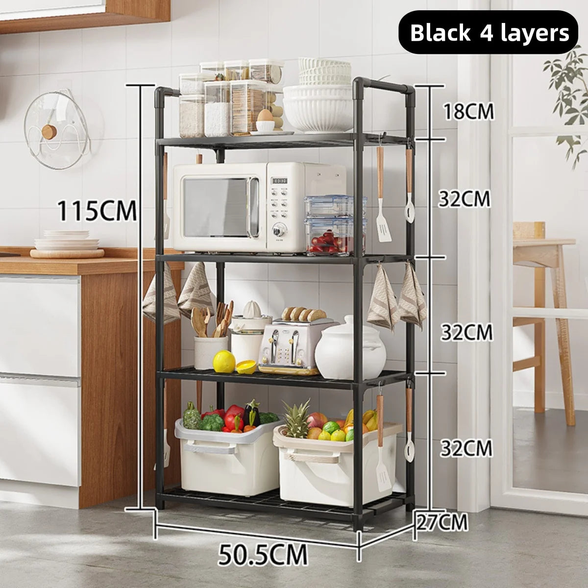 Multi-Tier Kitchen Storage Rack - Freestanding Floor Organizer Shelf for Pantry, Utility & Small Spaces, Everstock