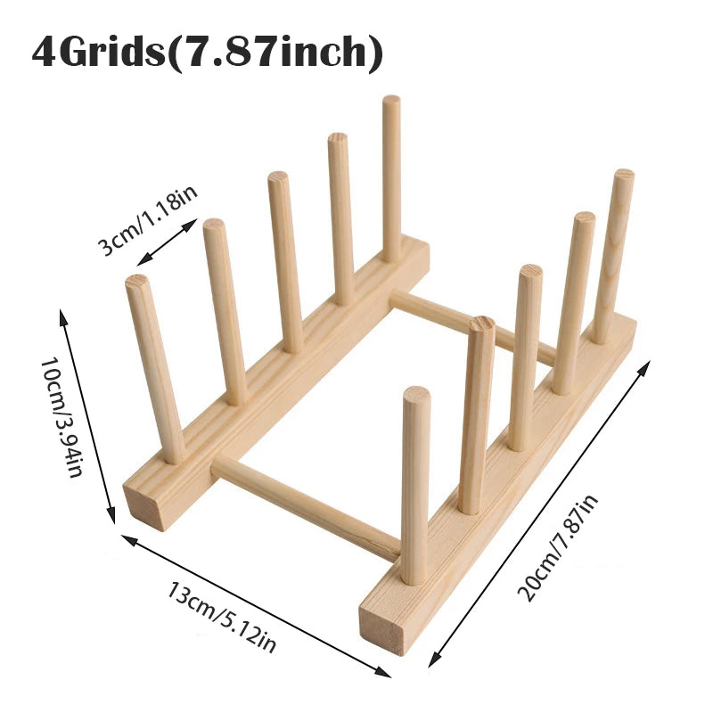 Wooden Dish Drying Rack - Multi-Grid Organizer for Plates, Cups & Cutting Boards, Kitchen Countertop, Everstock