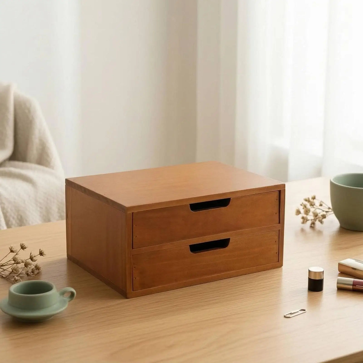 Desk Organizer with Drawers - Solid Wood Expandable Storage Unit for Stationery, Desktop & Vanity, Home Office, Everstock