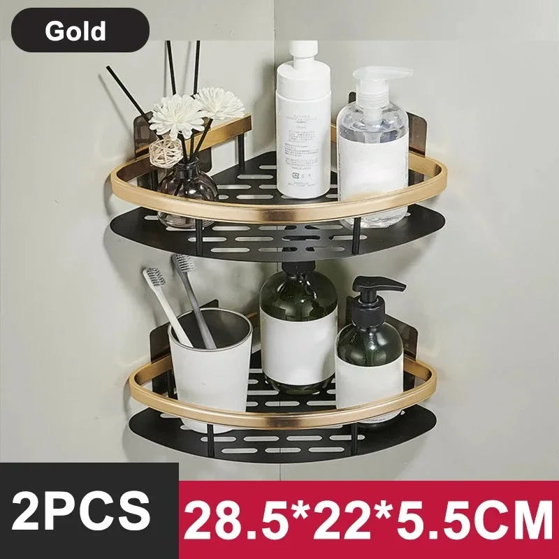 Aluminum Alloy No-Drill Shower Shelf - Shampoo Rack Organizer for Bathroom & Kitchen, Everstock