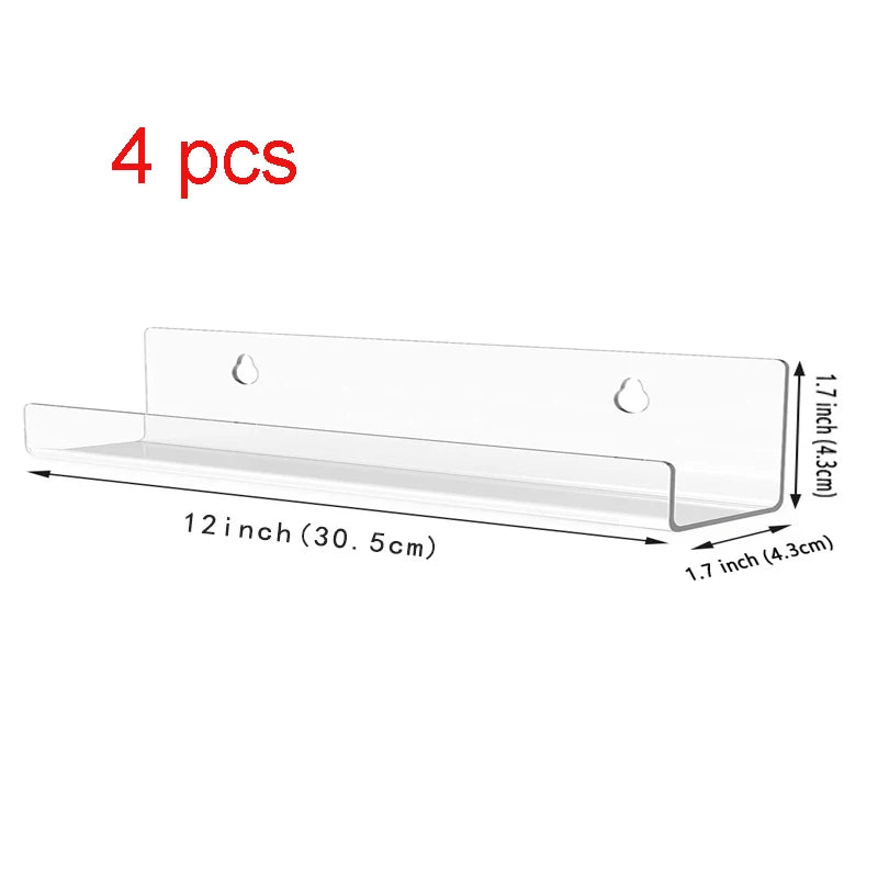 Acrylic Record Display Shelf - Clear Wall-Mounted Album Ledge for Vinyl, Magazines and Books, Everstock
