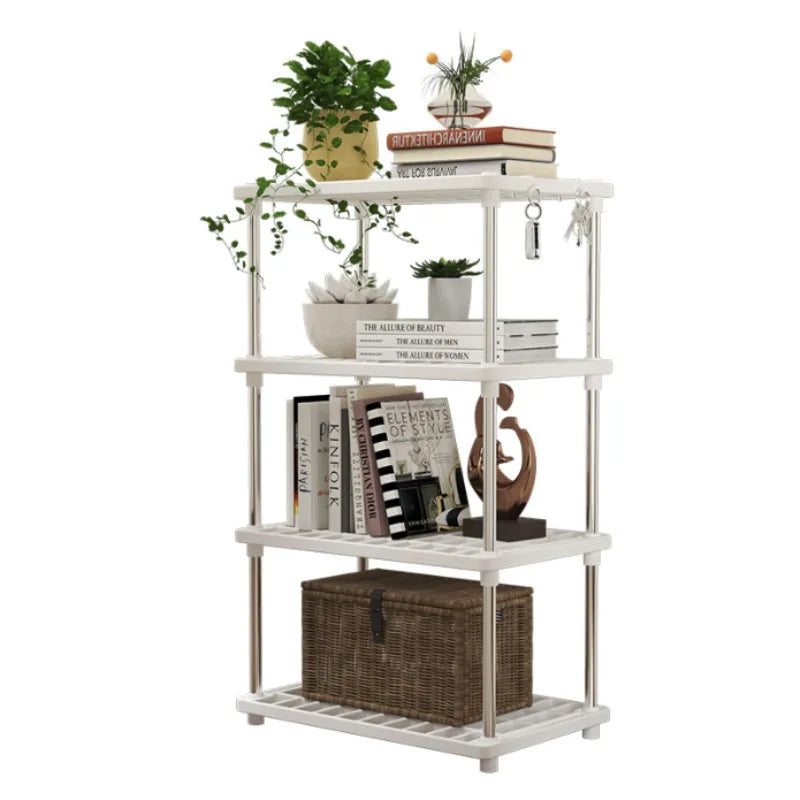 Floor Standing Storage Shelf - Multi-Tier Plastic Shelving Unit for Living Room, Kitchen & Bathroom, Everstock