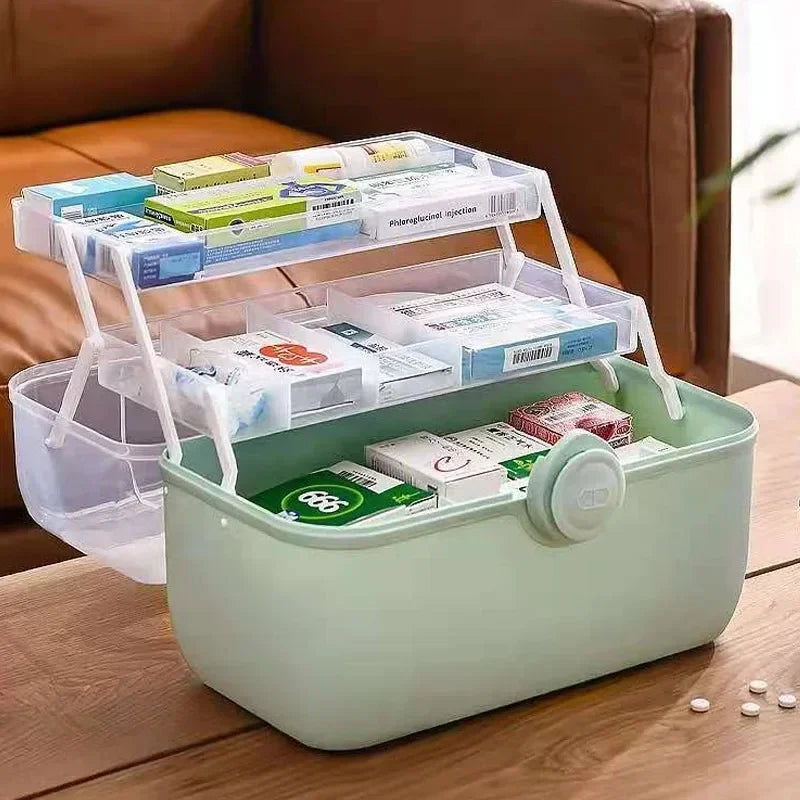 Portable Medicine Storage Box - Layered First-Aid Supply Organizer for Home & Travel, Everstock
