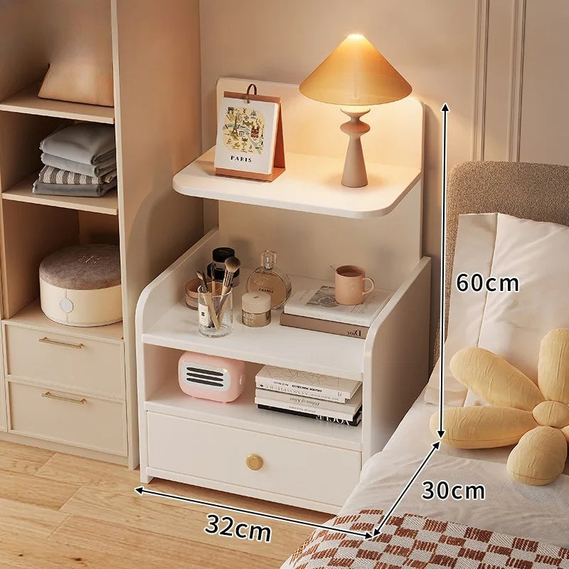 Bedside Storage Cabinet - Wooden Nightstand with Enclosed Compartment for Small and Rental Bedrooms, Everstock