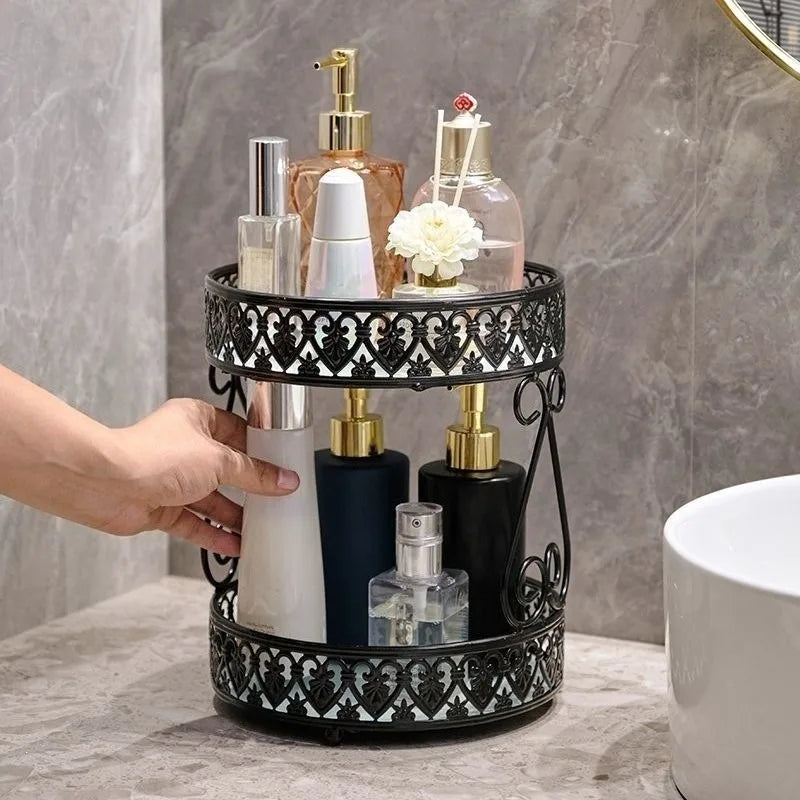 Countertop Storage Rack - Iron Organizer with Glass Accents for Toiletries & Cosmetics, Everstock