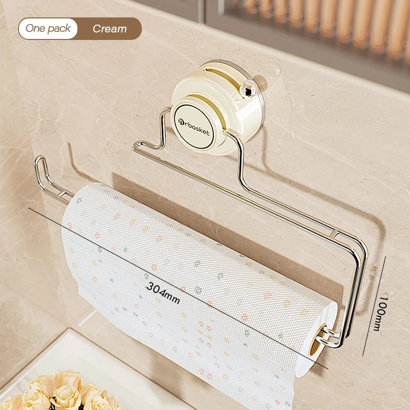 Suction Cup Storage Rack - No-Drill Wall-Mounted Tissue Holder for Bathroom & Kitchen, Everstock