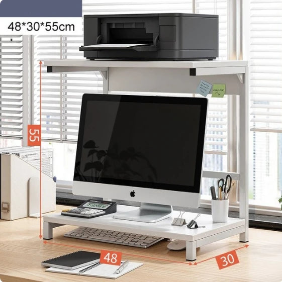 Desk Bookshelf Organizer - Wooden Desktop Shelf for Books, Laptop, Printer and Monitor, Everstock