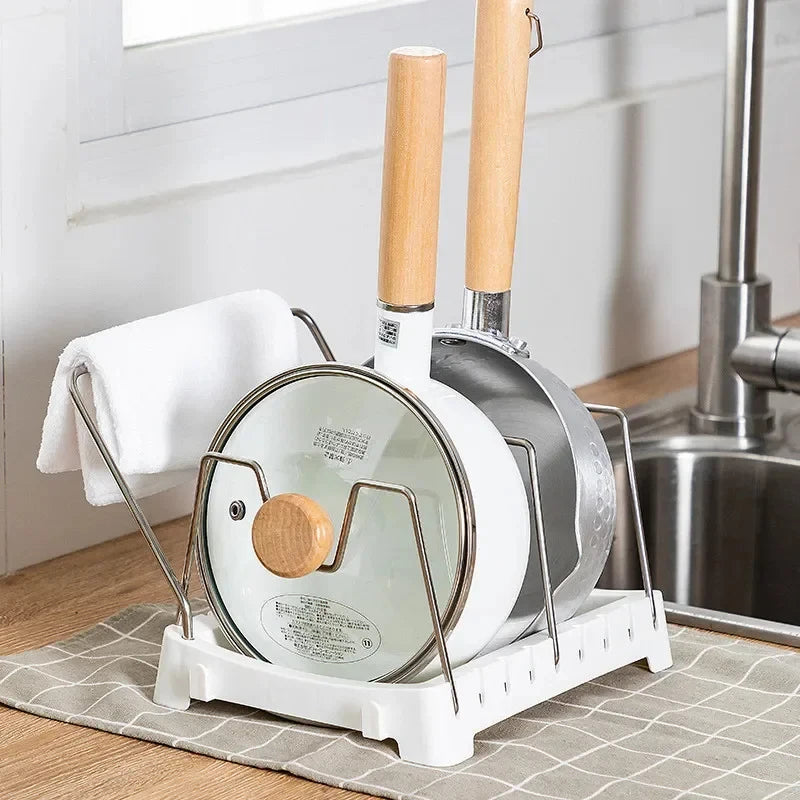 Pot and Pan Organizer Rack - Adjustable Connectable Lid Holder for Cabinets, Drawers & Countertops, Everstock