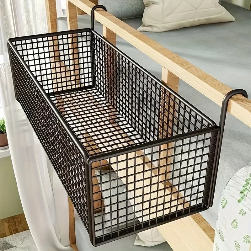 Bedside Storage Basket - Metal Hanging Organizer for Bed Frames, Dorm Doors and Under-Bed Space, Everstock