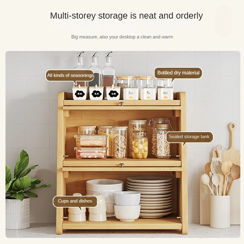 Corner Shelf Organizer - 3-Tier Wooden Countertop Rack for Spices, Pantry & Kitchen Storage, Everstock