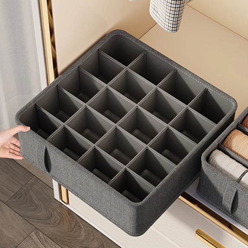 Underwear Drawer Organizer - Foldable Cloth Storage Box for Socks, Bras, Belts & Ties, Bedroom Wardrobe, Everstock