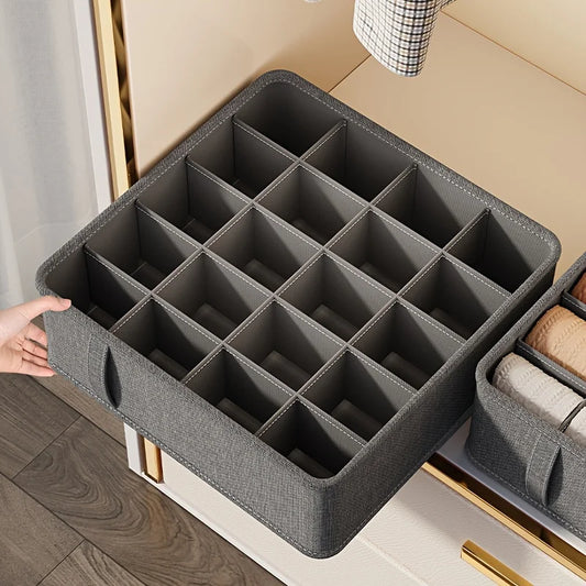 Underwear Drawer Organizer - Foldable Cloth Storage Box for Socks, Bras, Belts & Ties, Bedroom Wardrobe, Everstock