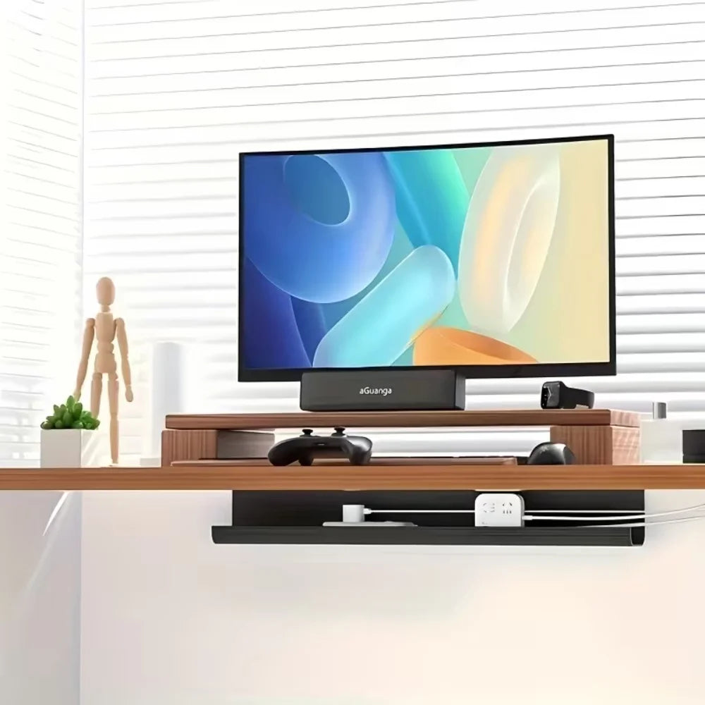 Self-Adhesive Under-Desk Cable Tray - No-Drill Cord Organizer for Desks and Sideboards, Everstock