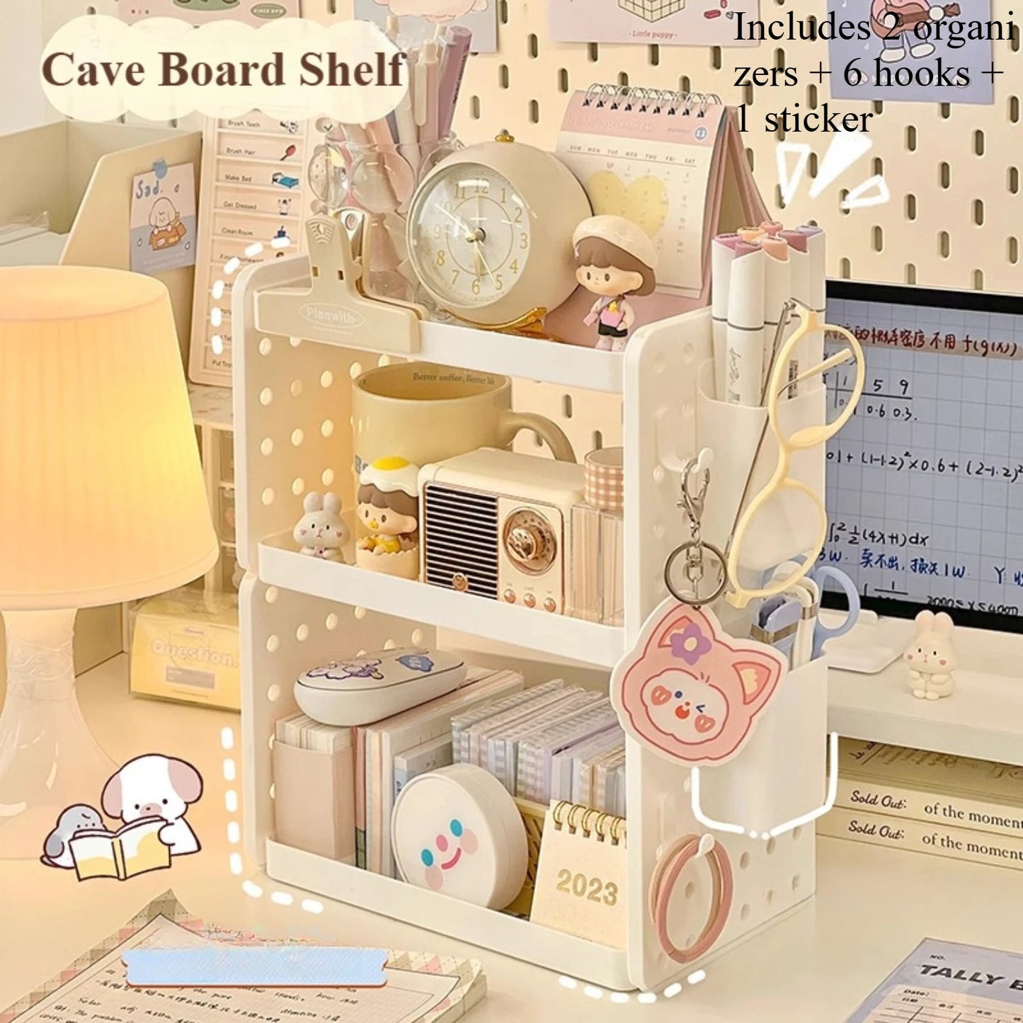 3-Tier Desktop Organizer - Pegboard Shelf & Pen Holder for Office & Home Desks, Everstock