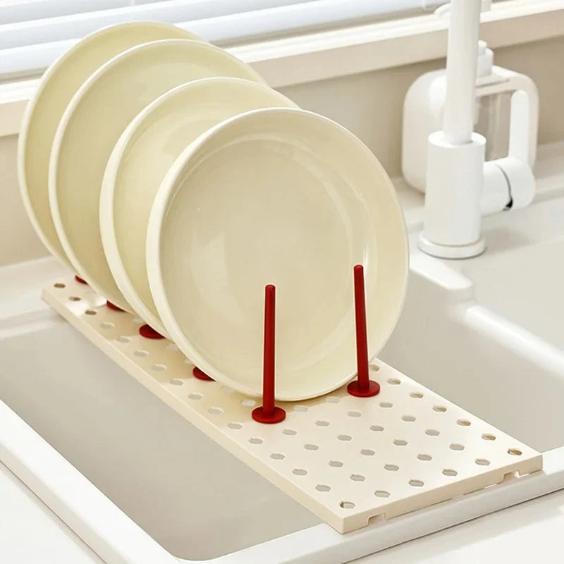 Expandable Dish Drying Rack - Telescopic BPA-Free Plate & Bowl Drainer for Sink and Countertop, Kitchen, Everstock