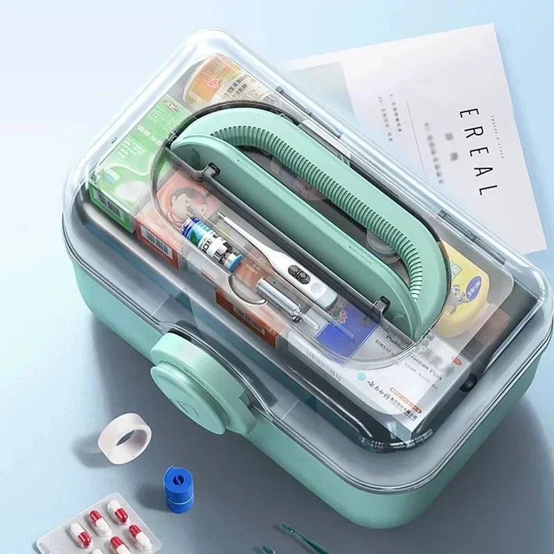 Portable Medicine Storage Box - Layered First-Aid Supply Organizer for Home & Travel, Everstock