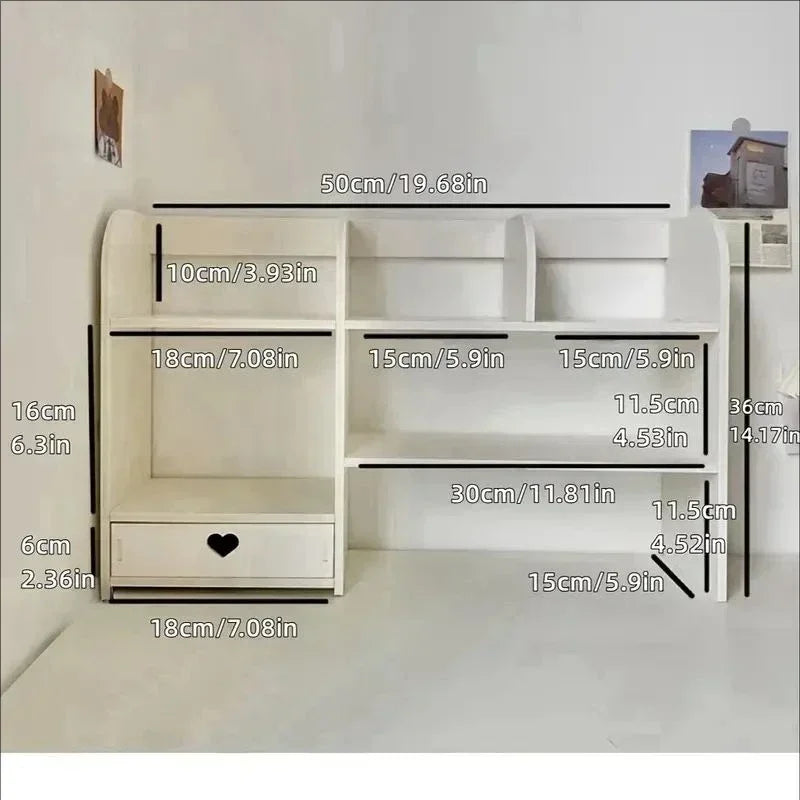 Double-Layer Desktop Organizer Rack - Wood-Plastic Composite Desk Shelf for Stationery, Cosmetics and Office Supplies, Everstock
