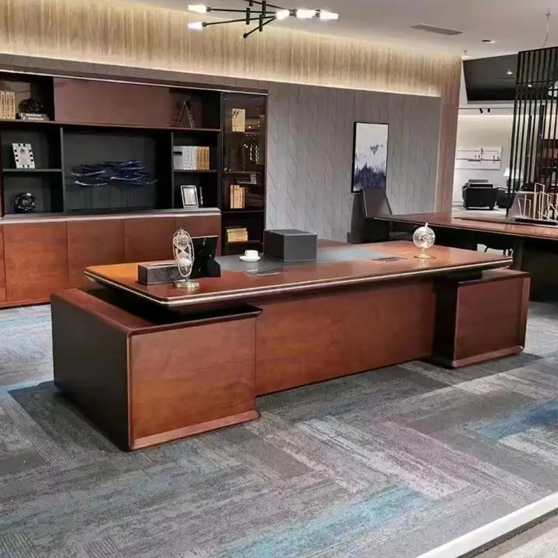 L Shape Luxury Organizer Computer table With Storage standing Gaming Work executive office desk with drawers Office Furniture