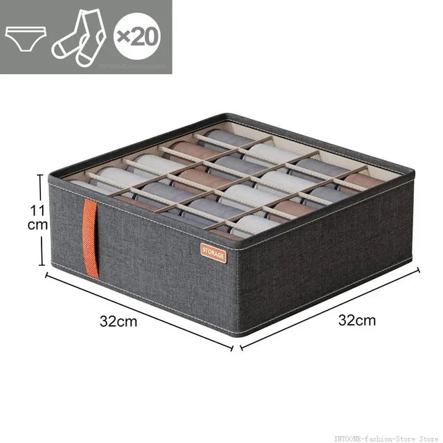 Bra and Sock Drawer Organizer - Foldable Polyester Storage Box for Underwear, Ties & Scarves, Wardrobe, Everstock